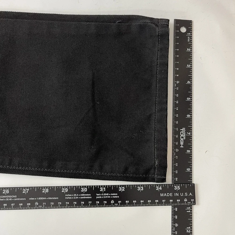 Levis 505 Jeans Mens 34x34 Black Regular Straight Dark Wash Denim Cowboy Grunge